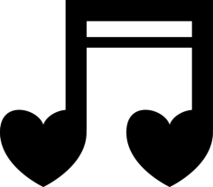 Musical Heart Notes Simple Line Art Svg, Free Vectors File